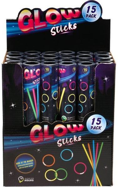 „Glow stick“ švytintys tamsoje lazdelių rinkinys, 15 vnt.