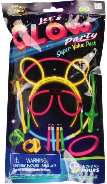 „Glow stick“ švytintys tamsoje lazdelių rinkinys, 60 vnt.