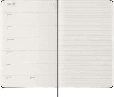 Darbo knyga MOLESKINE 2024/2025 18 mėn., savaitė, juodas kietas viršelis