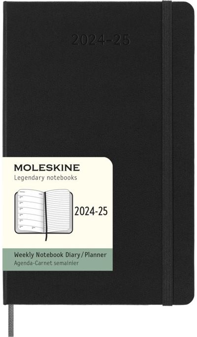 Darbo knyga MOLESKINE 2024/2025 18 mėn., savaitė, juodas kietas viršelis