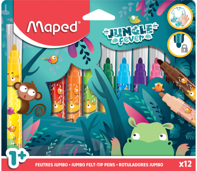Flomasteriai MAPED ColorPeps Jungle Fever Jumbo, 12 spalvų