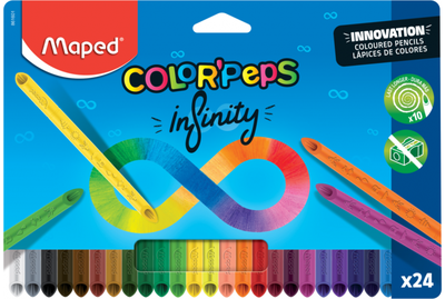 Spalvoti pieštukai MAPED Infinity, nedrožiami, 24 spalvos