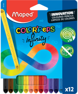 Spalvoti pieštukai MAPED Infinity, nedrožiami, 12 spalvų