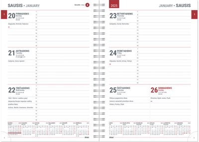 Darbo knyga A5 SPIREX WEEK 2025, metalo raudona