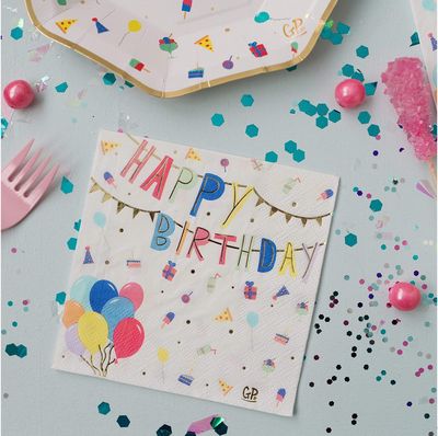 Vienkartinės servetėlės Great Pretenders Happy Birthday, 20 vnt
