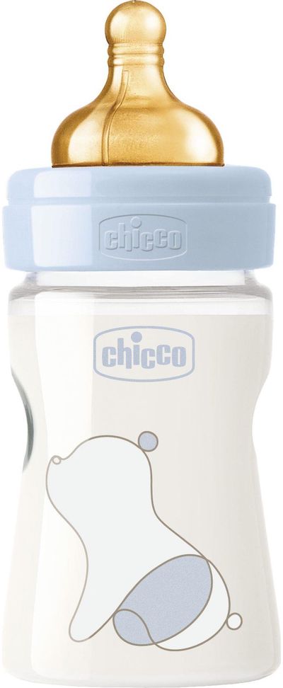 CHICCO Maitinimo buteliukas ORIGINAL TOUCH, 150ML,mėlynas, su latekso čiulptuku