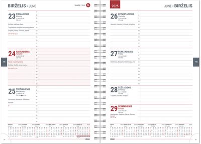 Vidaus blokas darbo knygai 2024/2025 A5 18 mėnesių SPIREX