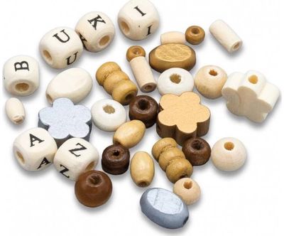 Kūrybinis rinkinys mediniai karoliukai BUKI Naturel