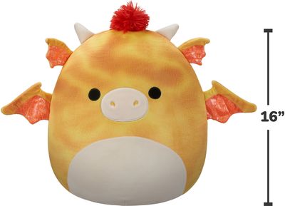 Pliušinis žaislas SQUISMALLOWS Brad Dieric - Yellow Textured Dragon W/Red Hair 40cm. W19B