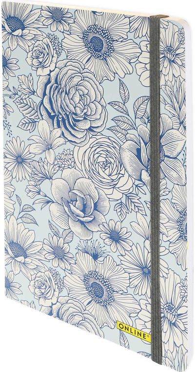 Užrašinė BLUE FLOWERS, A5, 120 g, 72 l., taškeliais