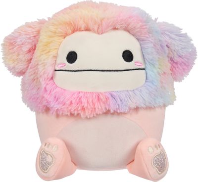 Pliušinis žaislas SQUISMALLOWS W18A 19cm. Diane - Peach Bigfoot W/Rainbow Hair