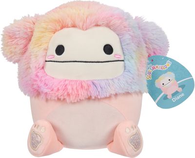 Pliušinis žaislas SQUISMALLOWS W18A 19cm. Diane - Peach Bigfoot W/Rainbow Hair