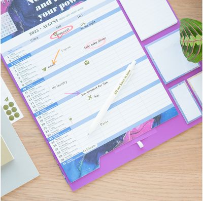 Sieninis planuoklis su užrašų lapeliais GLITTER 2024/2025 (24 rugs.-25 gruod.)