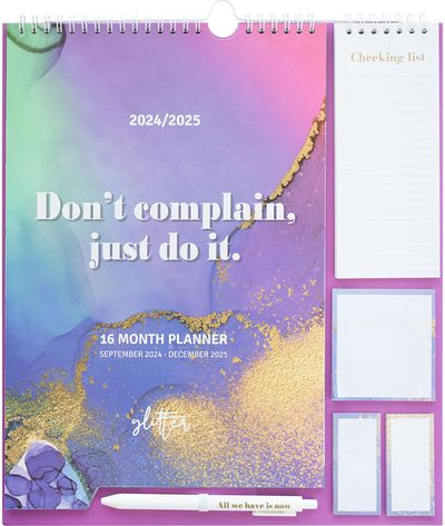 Sieninis planuoklis su užrašų lapeliais GLITTER 2024/2025 (24 rugs.-25 gruod.)