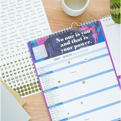 Sieninis planuoklis su užrašų lapeliais GLITTER 2024/2025 (24 rugs.-25 gruod.)