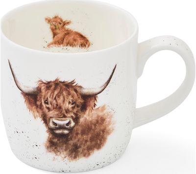 Wrendale kaulinio porceliano puodelis Highland Cow, 310 ml