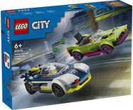 Policijos automobilis ir galingo automobilio gaudynės