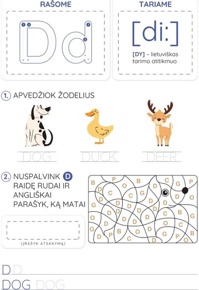 Anglų kalbos mokyklėlė. Raidės