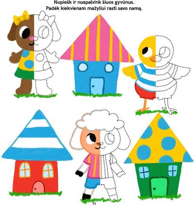 Spalvų žaidimai su Eglute ir kitais gyvūnais (su kreidelėmis)