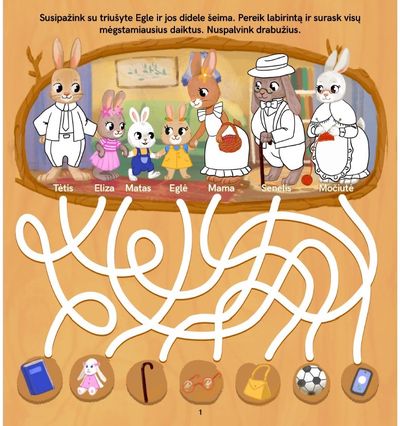 Spalvų žaidimai su Eglute ir kitais gyvūnais (su kreidelėmis)