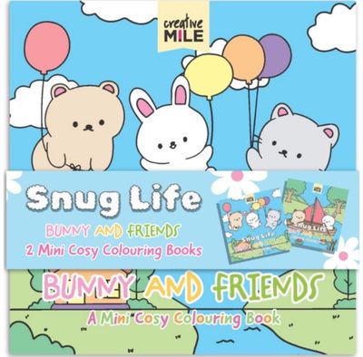 2 Pack Mini Colouring Book Snug Life Cosy Colouring Bunnies and Blooms