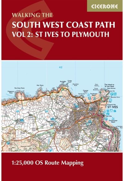 South West Coast Path Map Booklet - Vol 2: St Ives to Plymouth: 1:25,000 OS Route Mapping
