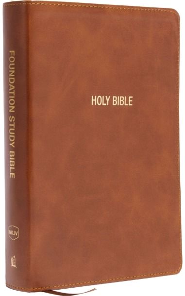 NKJV Foundation Study Bible, Wide-Margin, Brown Leathersoft, Red Letter